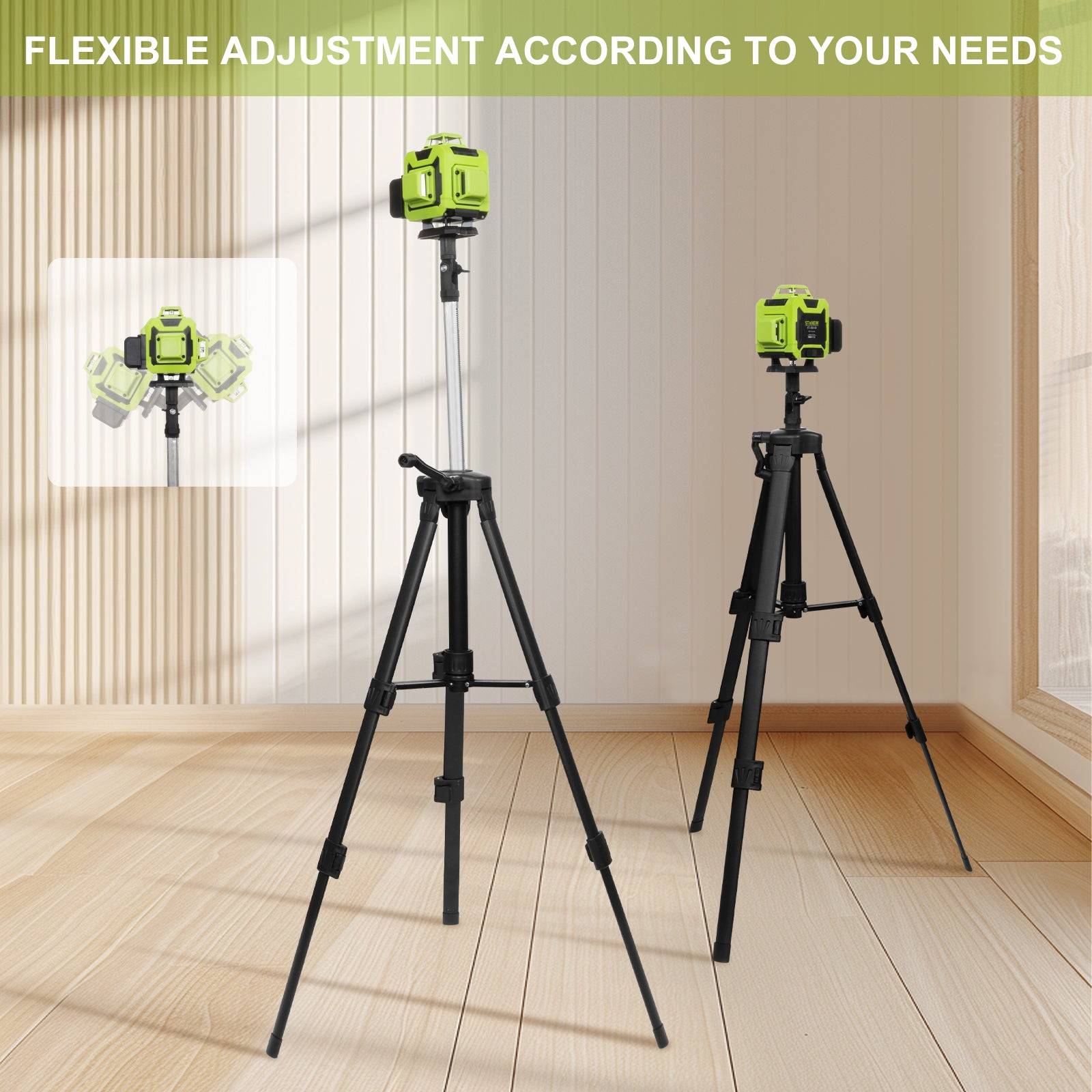 Niveau laser 4 x 360°, vert Lignes laser vertes horizontales et verticales 4D à 16 lignes, télécommande intégrée, 2 piles 2400 mAh - Image 6
