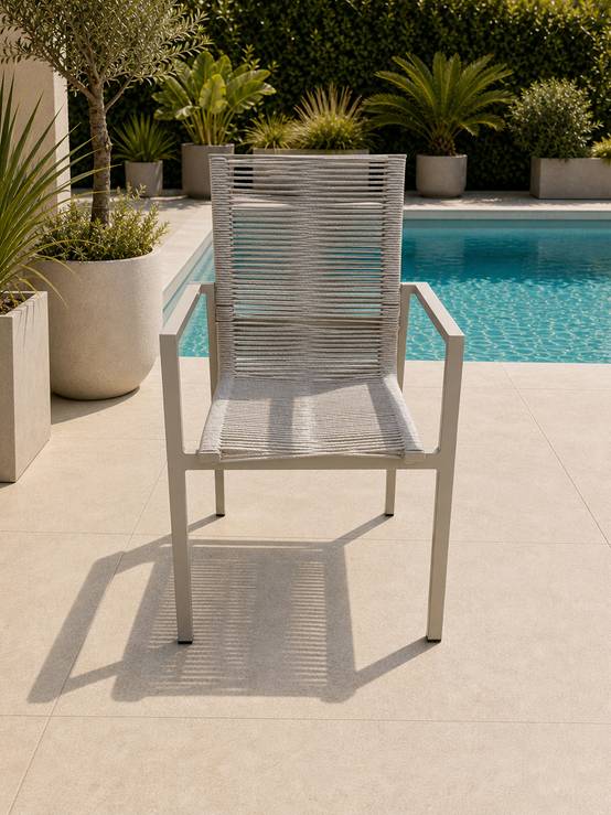 Dcb Garden - Fauteuil de jardin en aluminium et corde tissée - Grège - MEXICO - Image 4