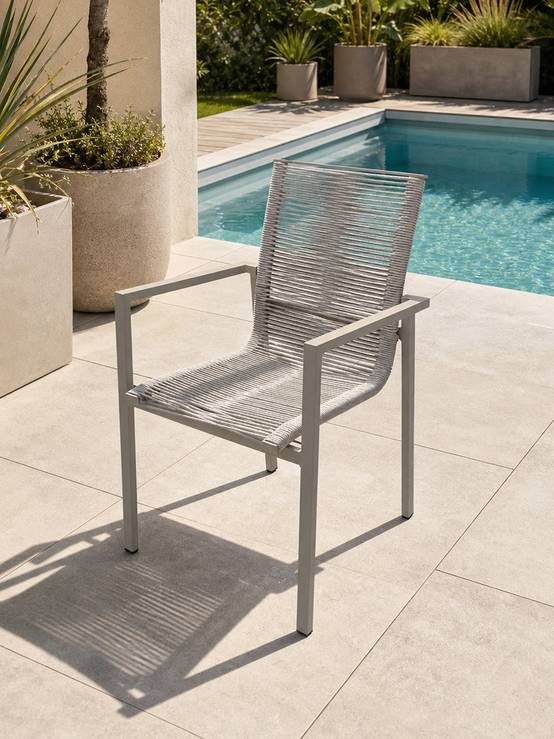 Dcb Garden - Fauteuil de jardin en aluminium et corde tissée - Grège - MEXICO - Image 1