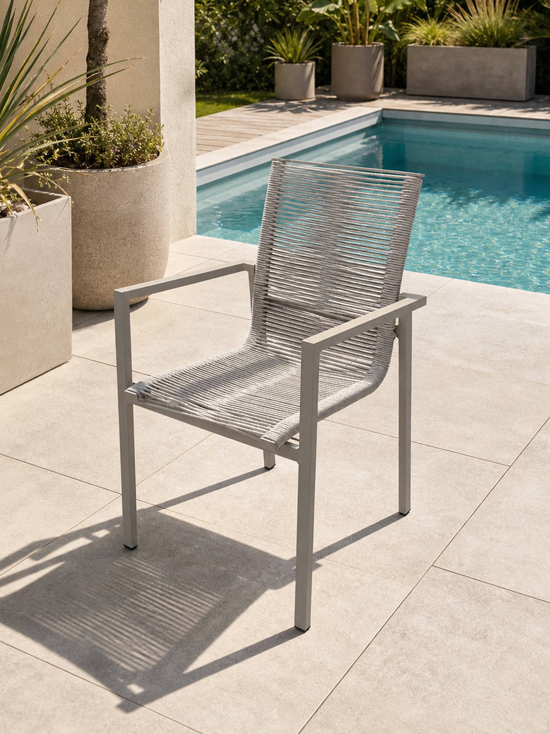 Dcb Garden - Fauteuil de jardin en aluminium et corde tissée - Grège - MEXICO