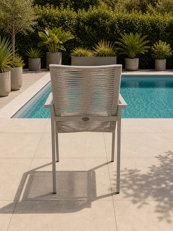 Dcb Garden - Fauteuil de jardin en aluminium et corde tissée - Grège - MEXICO - Image 2