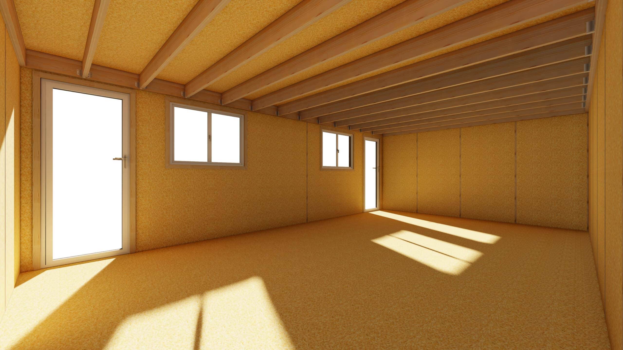Sans Marque - STUDIO DE JARDIN / 35,8 m2 - 7,75 x 4,62m / Plancher isolé / Bardage Brun / Intérieur OSB / Livraison Gratuite / Studio Français - Image 3