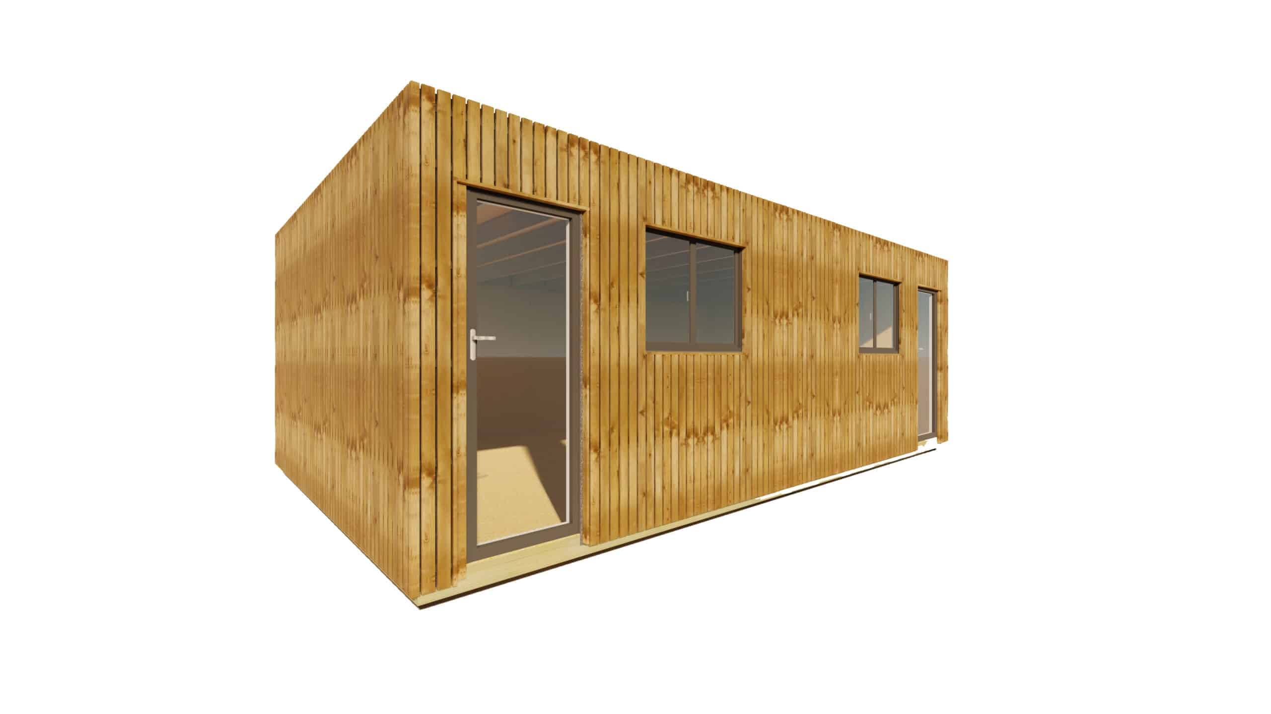 Sans Marque - STUDIO DE JARDIN / 35,8 m2 - 7,75 x 4,62m / Plancher isolé / Bardage Brun / Intérieur OSB / Livraison Gratuite / Studio Français - Imagen 6