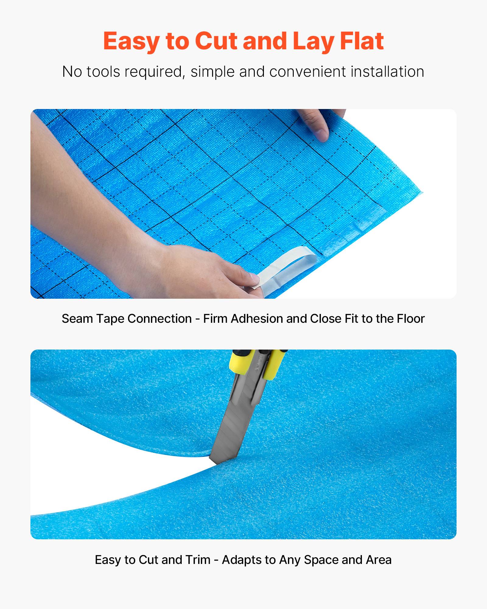 Vevor - VEVOR Sous-couche parquet 18,6 m², 3 mm, mousse EPE, film PE imperméable, isolation phonique, compatible sols stratifiés et parquets. - Image 7