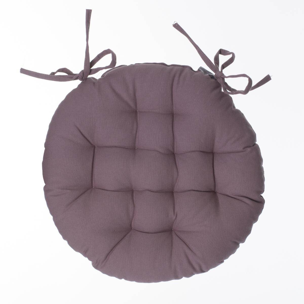 Lot de 2 Galettes de chaise en Coton Taupe D 38 cm - Imagen 3