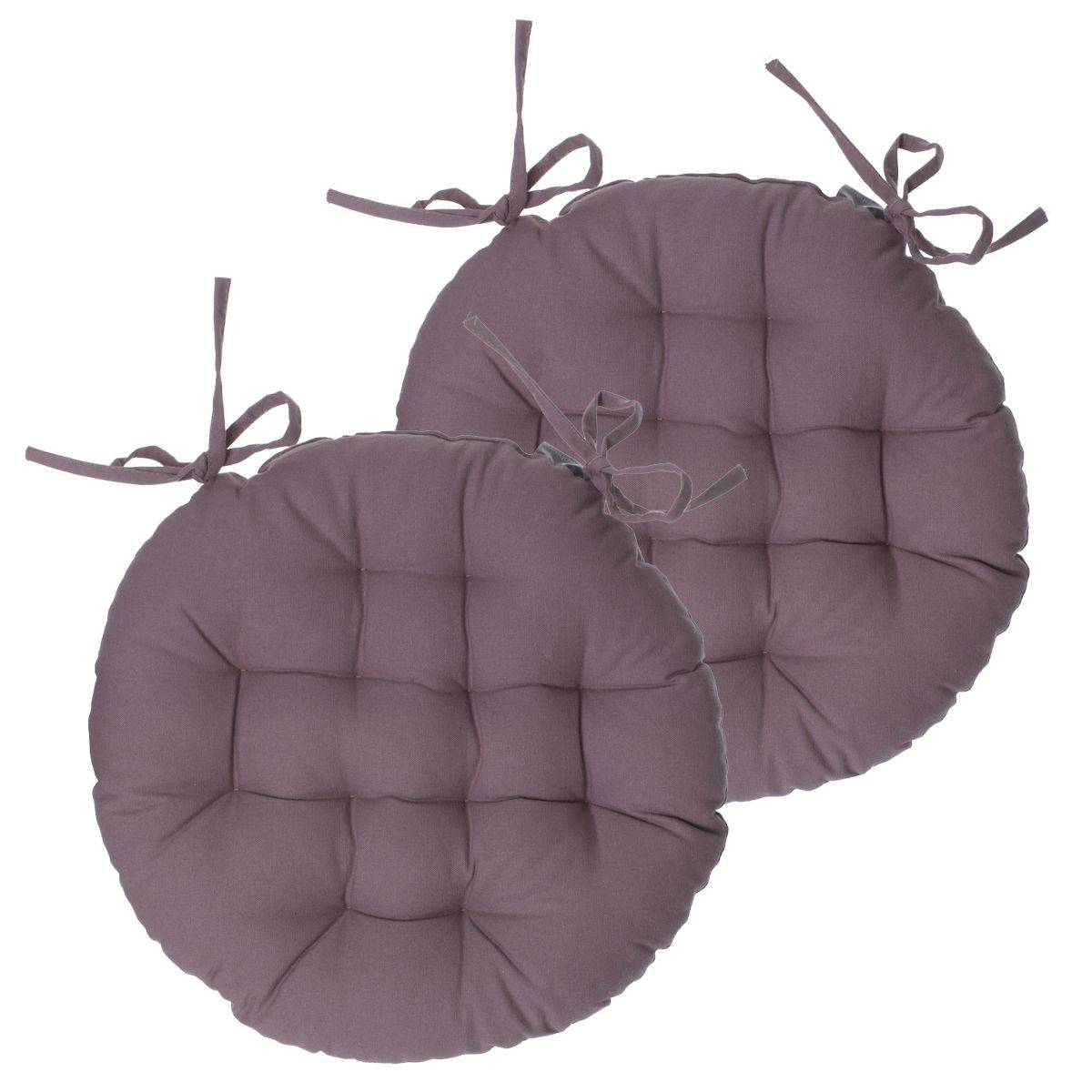 Lot de 2 Galettes de chaise en Coton Taupe D 38 cm - Imagen 1