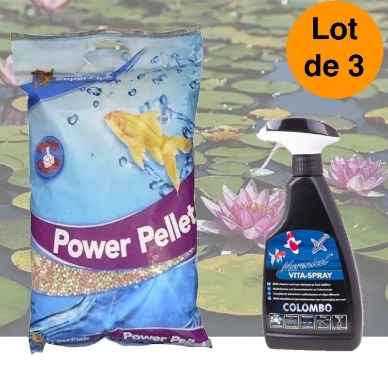 Pack Nutrition Intensive pour Poissons de Bassin – Granulés 45 L + Spray Vitaminé