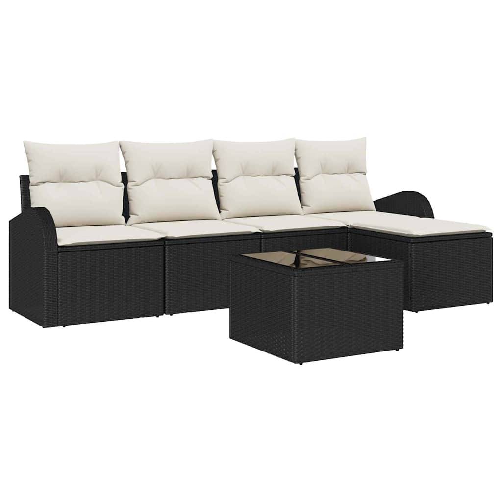 Salon de Jardin 5 Places en Poly Rotin Modulable avec Table Basse Noir – ComfortXL Outdoor Living - Image 2
