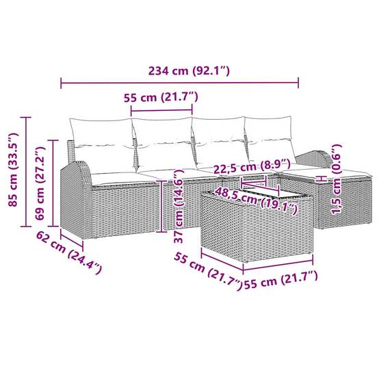 Salon de Jardin 5 Places en Poly Rotin Modulable avec Table Basse Noir – ComfortXL Outdoor Living - Image 5