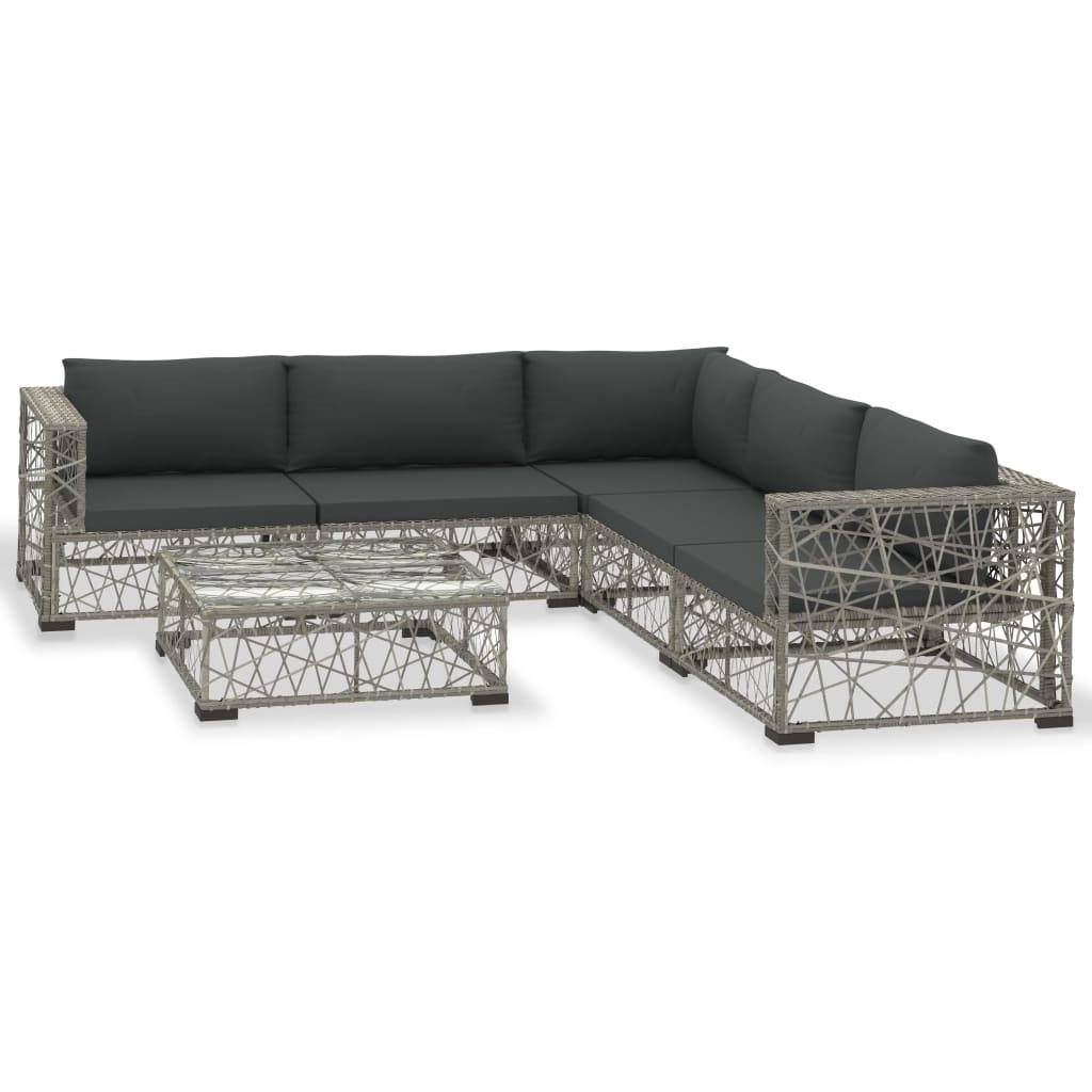 Vidaxl - Salon de jardin 6 pcs avec coussins résine tressée gris vidaXL 46809 - Imagen 2