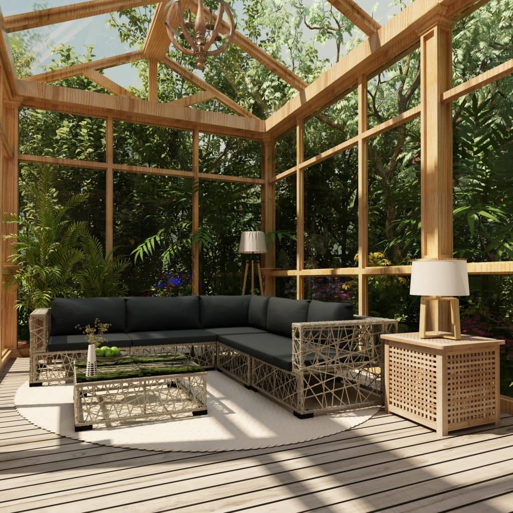Vidaxl - Salon de jardin 6 pcs avec coussins résine tressée gris vidaXL 46809 - Imagen 1