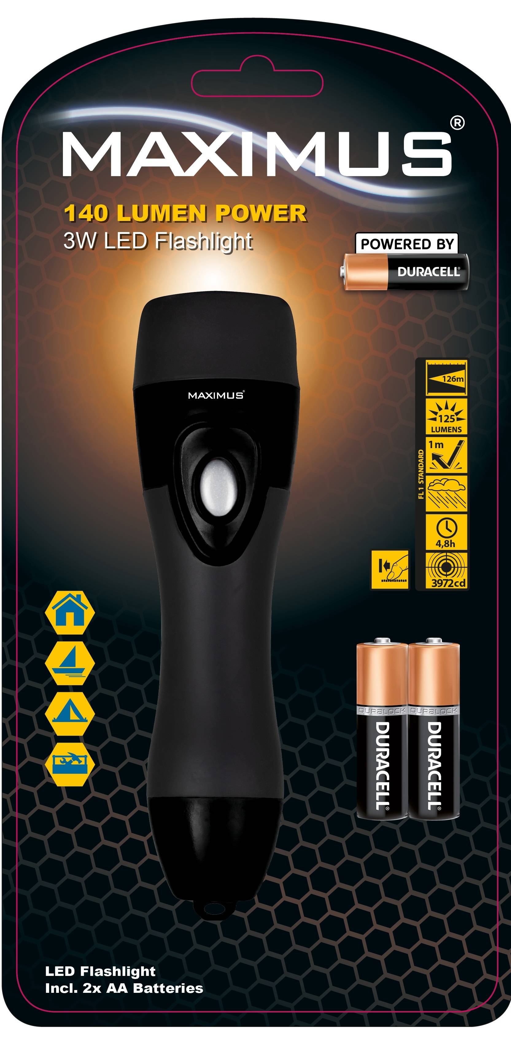 Maximus - Lampe torche Maximus Powered by Duracell M-FL-027-DU - 145lm