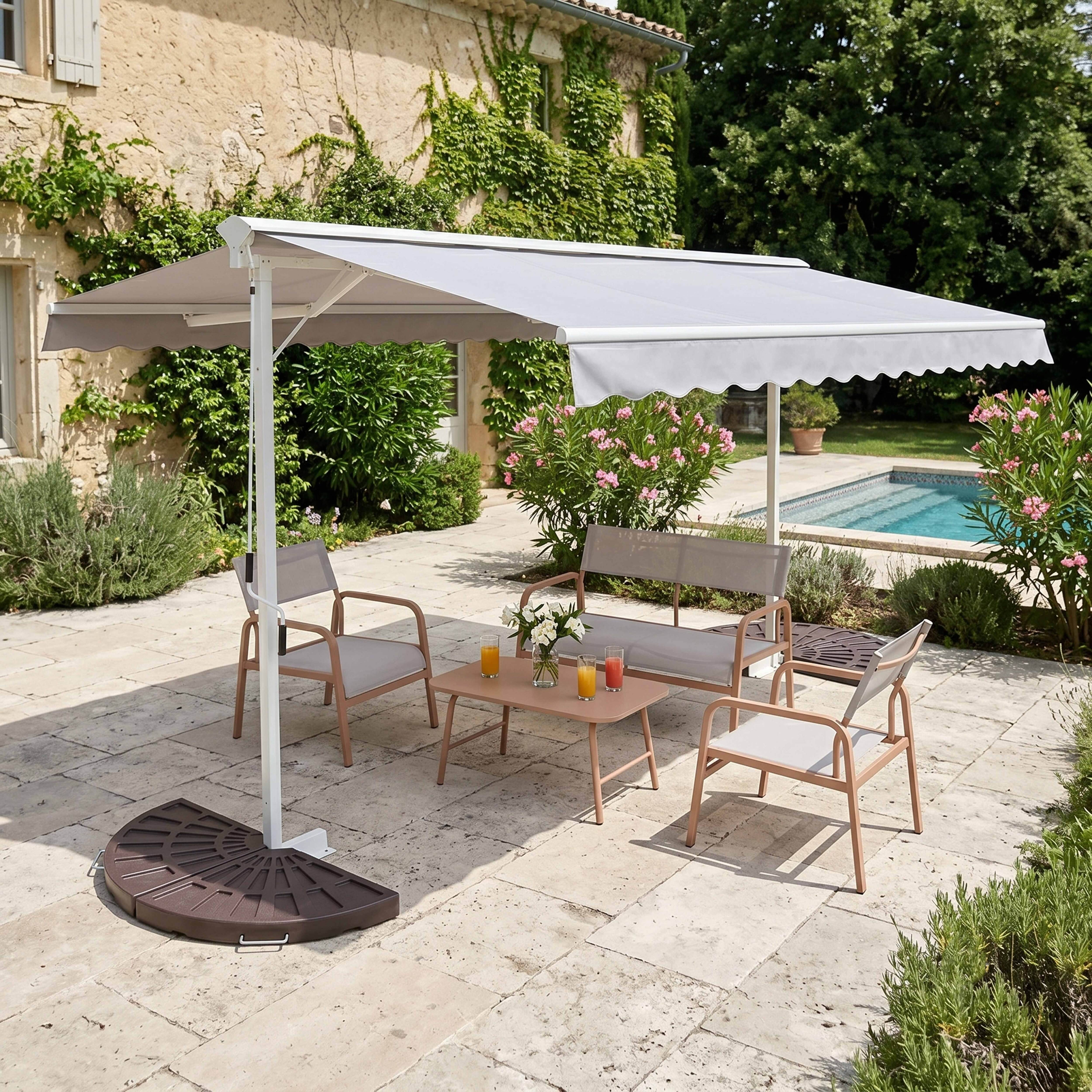 Oviala - Store double pente 3 x 4m et 4 dalles lestées écru Delgada - Oviala - Imagen 2