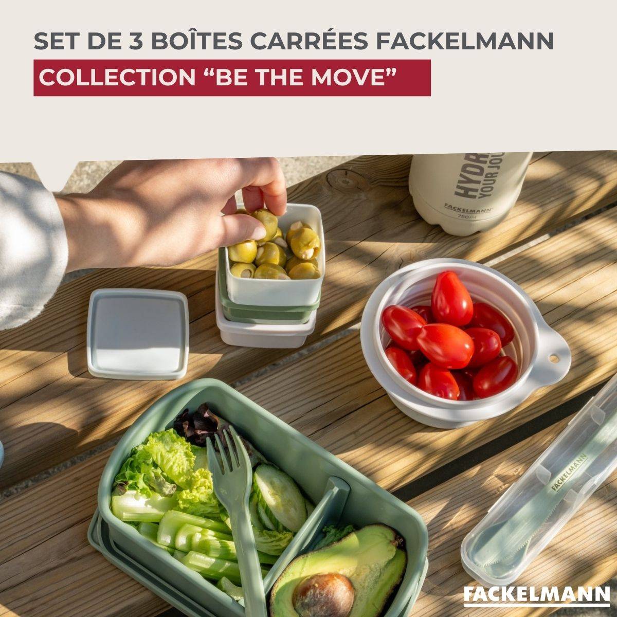 Lot de 2 lunchbox 500ml avec 2 ustensiles de cuisine Fackelmann Storage - Image 2