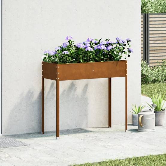 Jardinière, Bac à fleurs, Pot de fleurs 100,5x40,5x90 cm acier résistant aux intempéries - Image 3