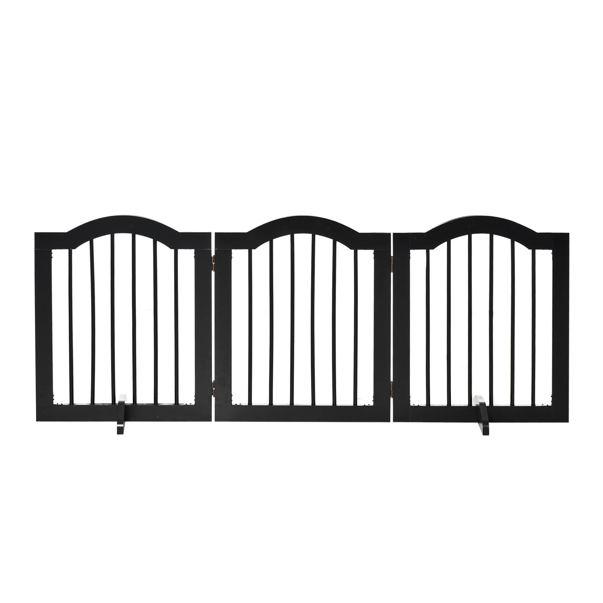 Barrière de sécurité pliable pour petits chiens, grille de protection à 3 panneaux avec pieds, 154,5 x 29,5 x 61 cm, noire - Image 2