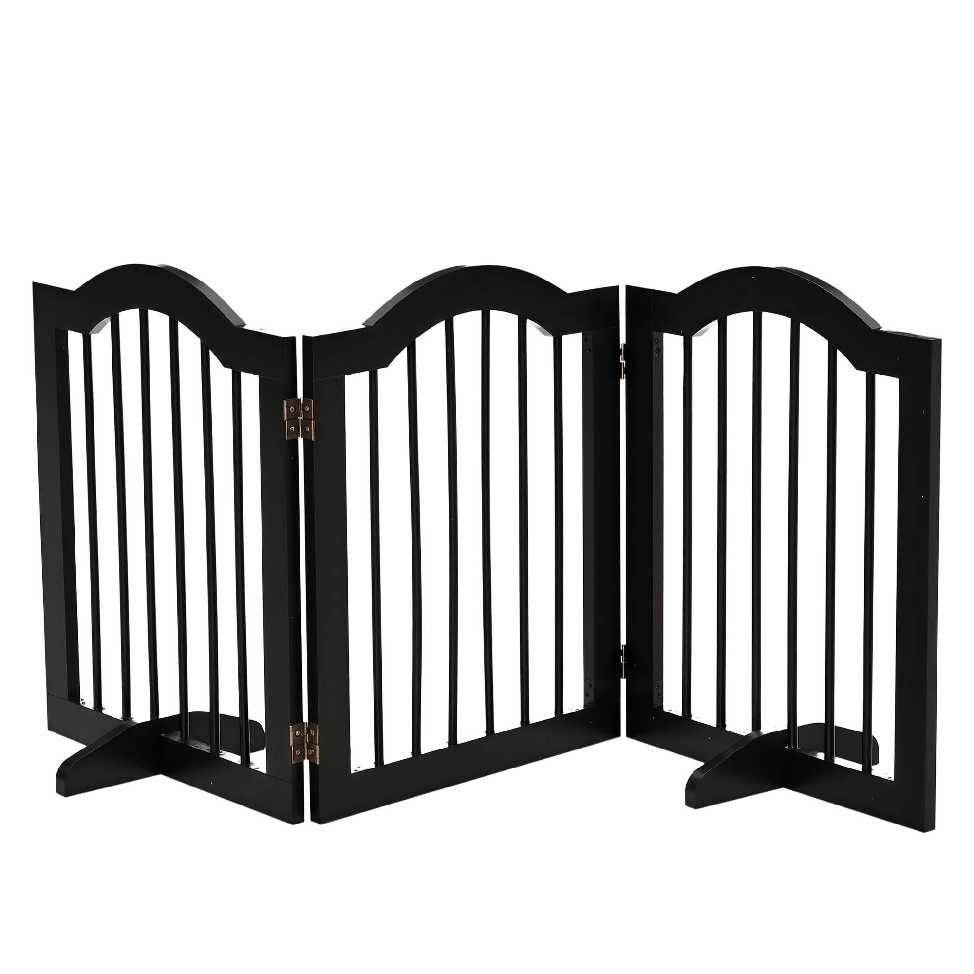 Barrière de sécurité pliable pour petits chiens, grille de protection à 3 panneaux avec pieds, 154,5 x 29,5 x 61 cm, noire - Image 1