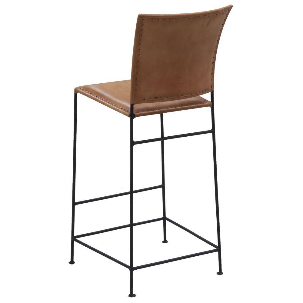 Aubry Gaspard - Tabouret de bar en cuir de chèvre et métal - Imagen 2