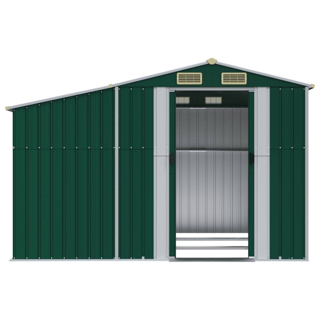 Helloshop26 - Abri de jardin cabane cabanon maison de stockage remise extérieur hangar outils robuste 277 x 279 x 179 cm acier galvanisé vert - Imagen 4