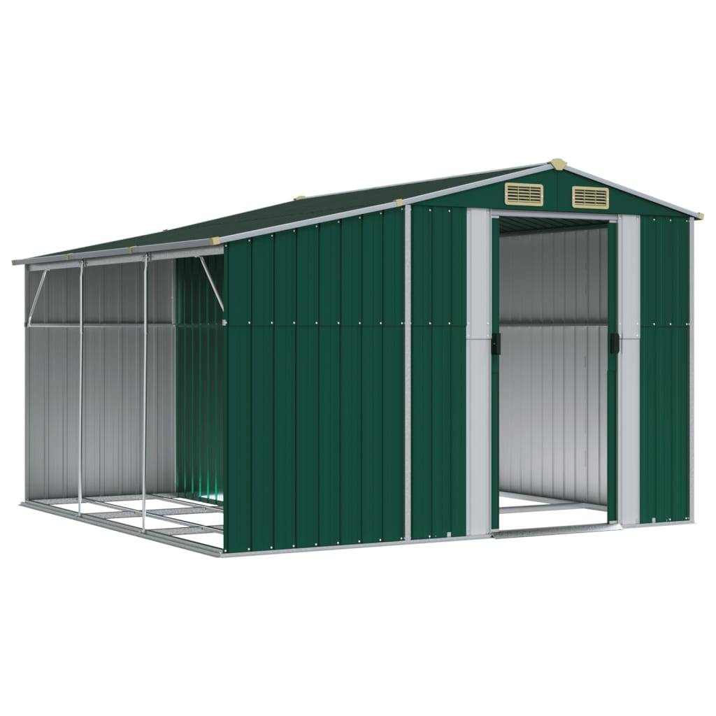 Helloshop26 - Abri de jardin cabane cabanon maison de stockage remise extérieur hangar outils robuste 277 x 279 x 179 cm acier galvanisé vert - Imagen 2