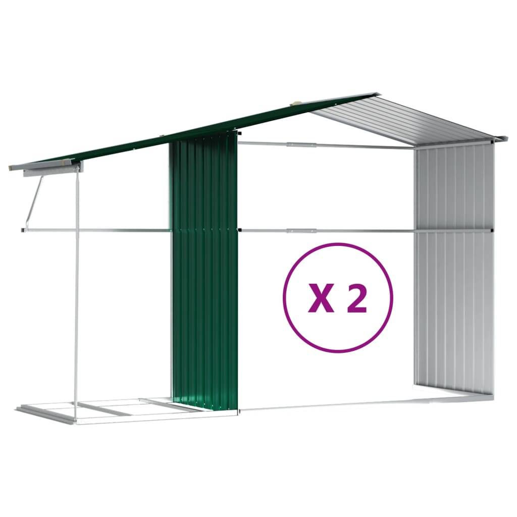 Helloshop26 - Abri de jardin cabane cabanon maison de stockage remise extérieur hangar outils robuste 277 x 279 x 179 cm acier galvanisé vert - Imagen 7