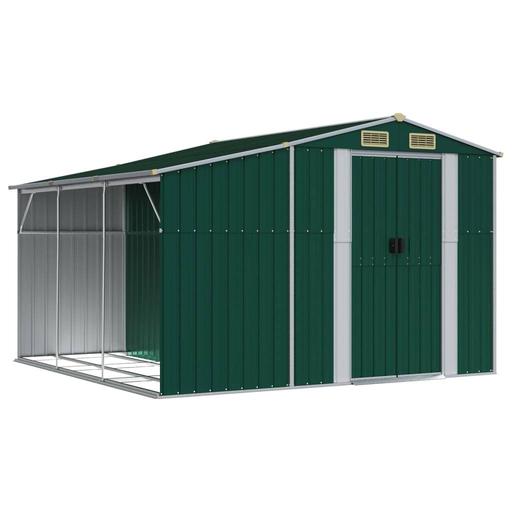 Helloshop26 - Abri de jardin cabane cabanon maison de stockage remise extérieur hangar outils robuste 277 x 279 x 179 cm acier galvanisé vert - Imagen 1
