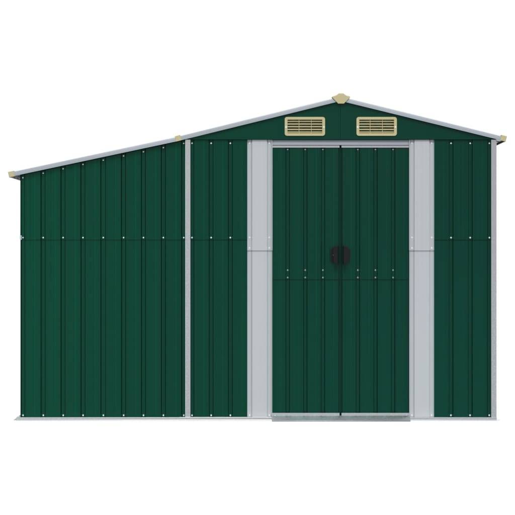 Helloshop26 - Abri de jardin cabane cabanon maison de stockage remise extérieur hangar outils robuste 277 x 279 x 179 cm acier galvanisé vert - Imagen 3