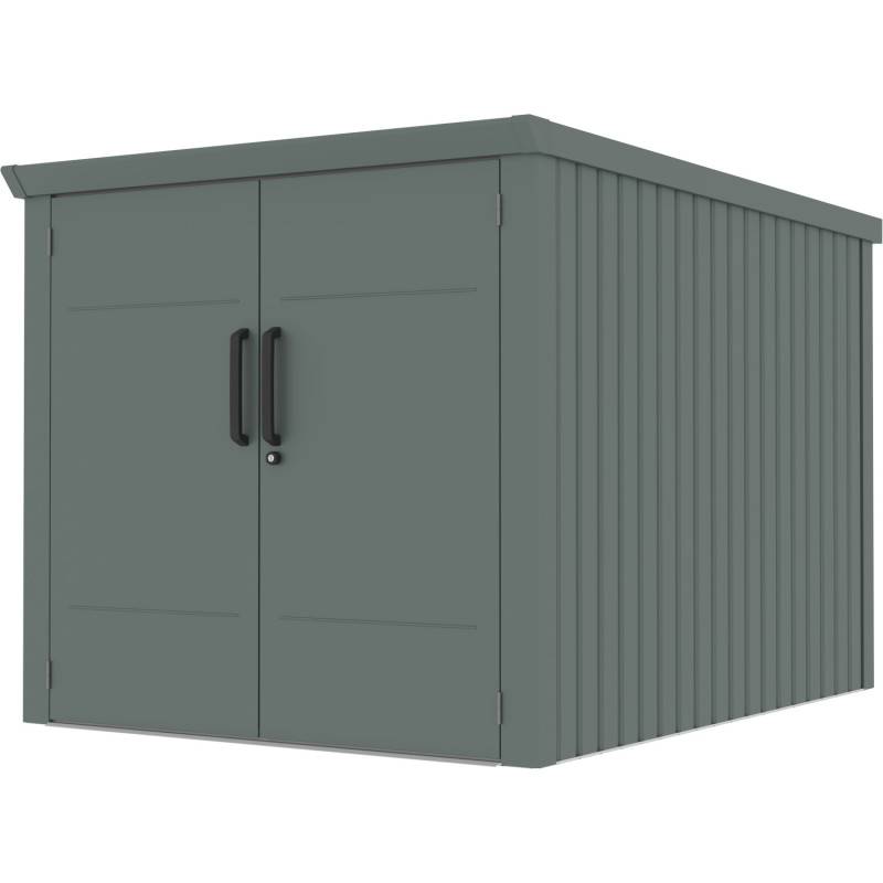 X-Metal - Abri vélos 3,7m² métal vert sauge avec plancher X-Metal Kosto - Image 4