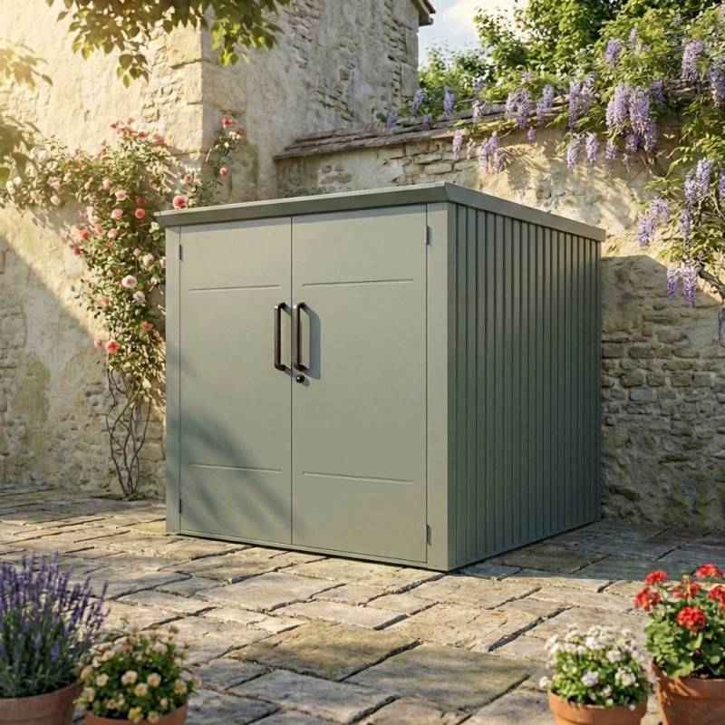 X-Metal - Abri vélos 3,7m² métal vert sauge avec plancher X-Metal Kosto - Image 1