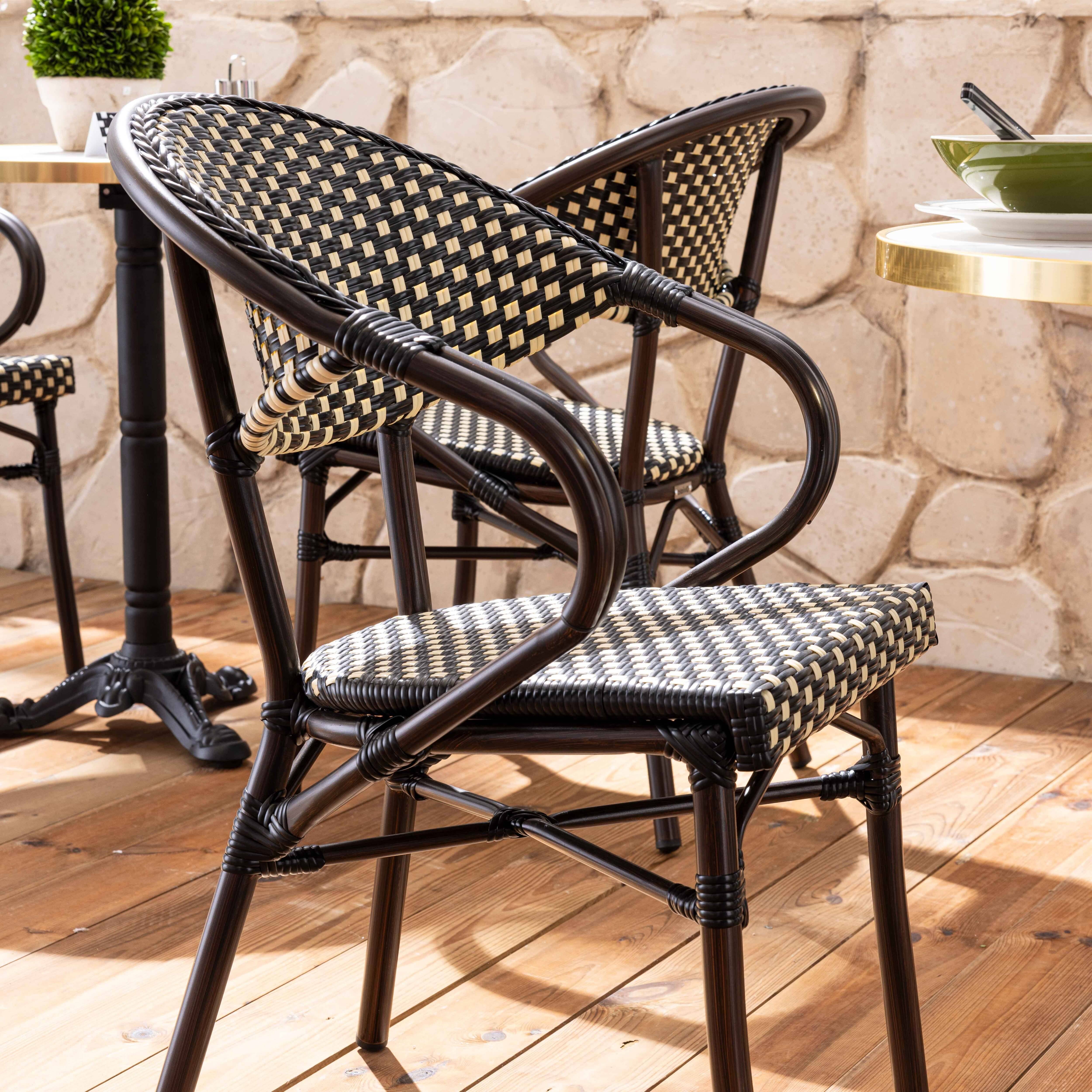 Oviala - Fauteuil de terrasse bistrot parisien en aluminium noir Levallois - Oviala - Image 3