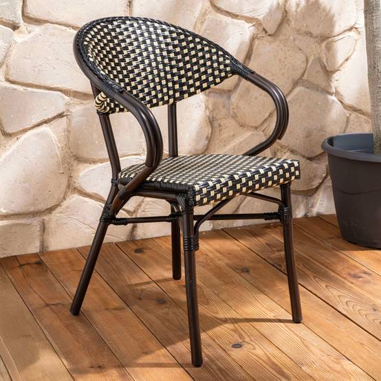 Oviala - Fauteuil de terrasse bistrot parisien en aluminium noir Levallois - Oviala - Image 2