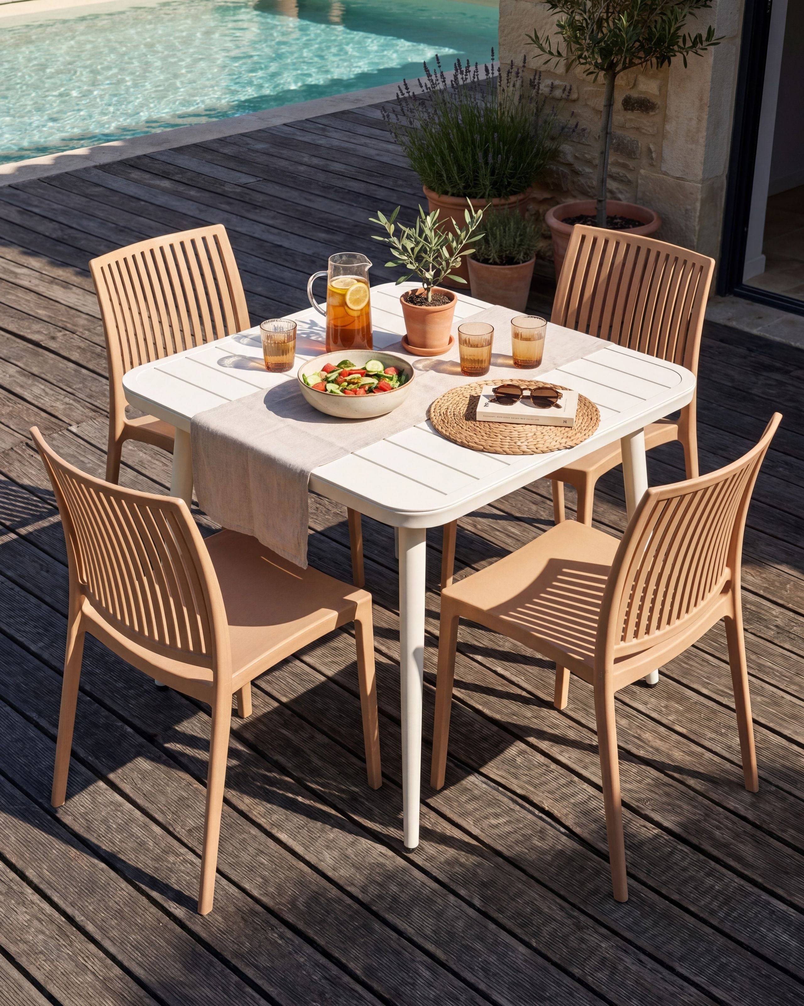 Beliani - Chaise de jardin Polypropylène Beige ILLUMANI - 42x48x80- Beliani
