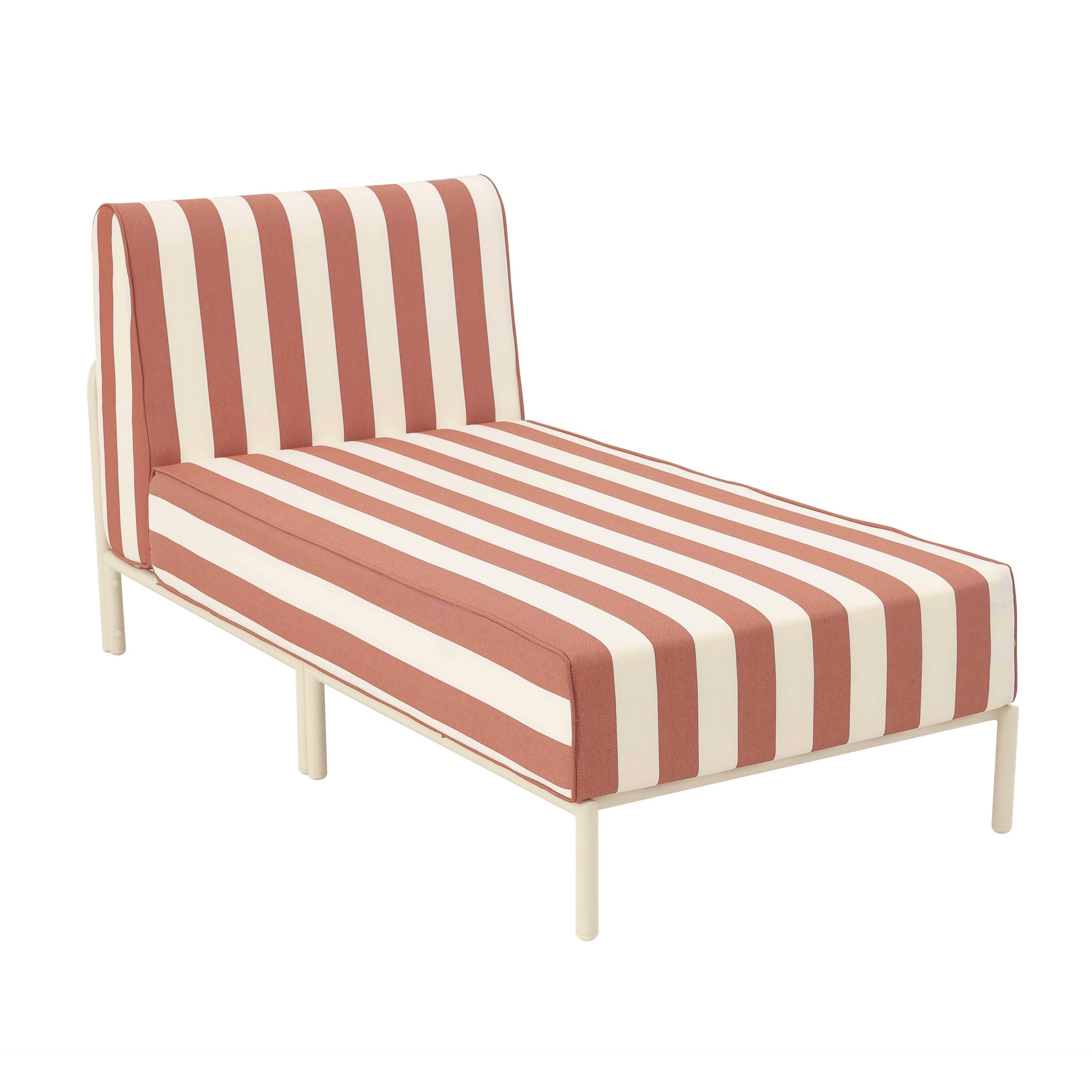 Oviala - Méridienne rayée pour salon de jardin modulable en tissu terracotta Patio - Oviala