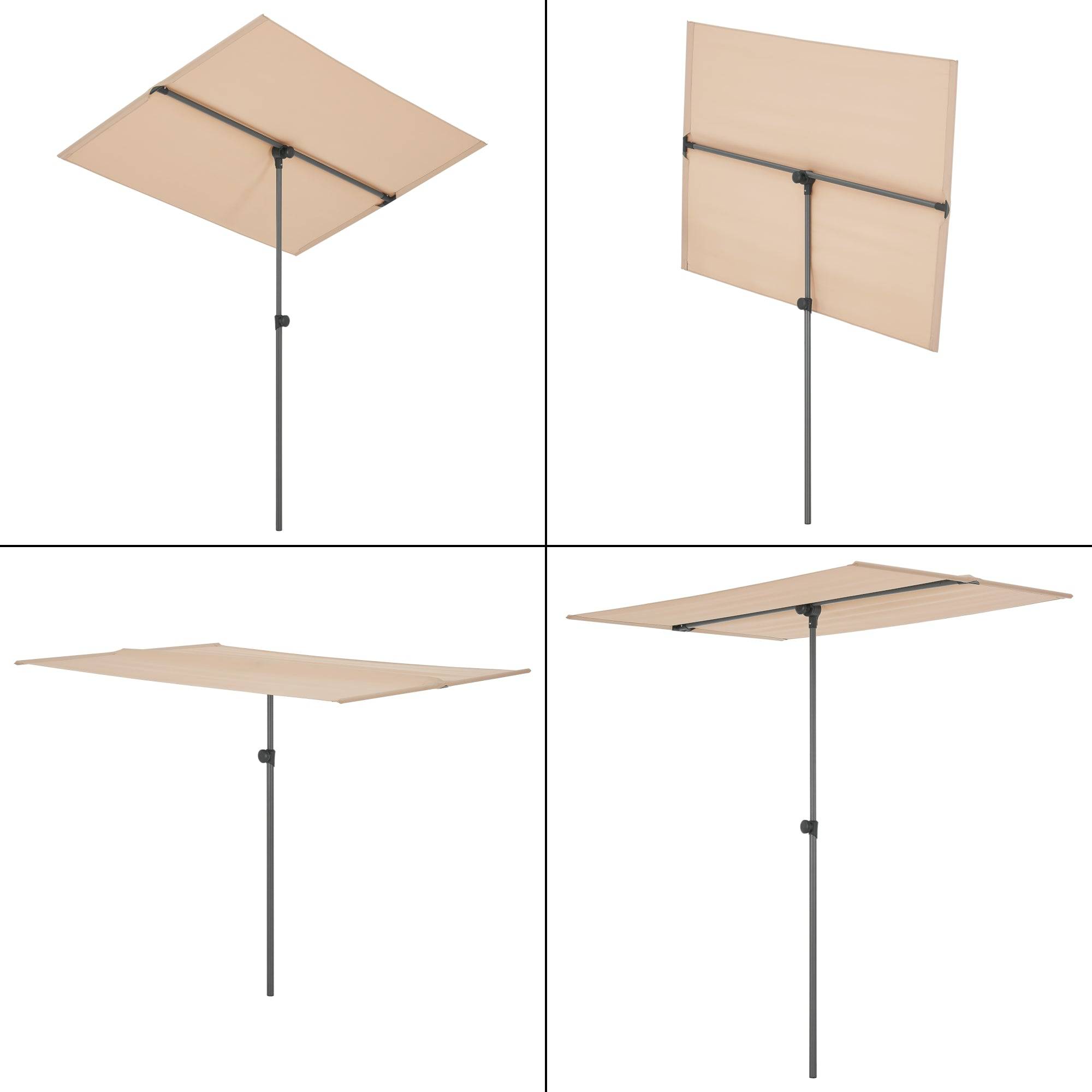 Parasol inclinable à 360° rectangulaire 180 x 130 cm sable - Image 5