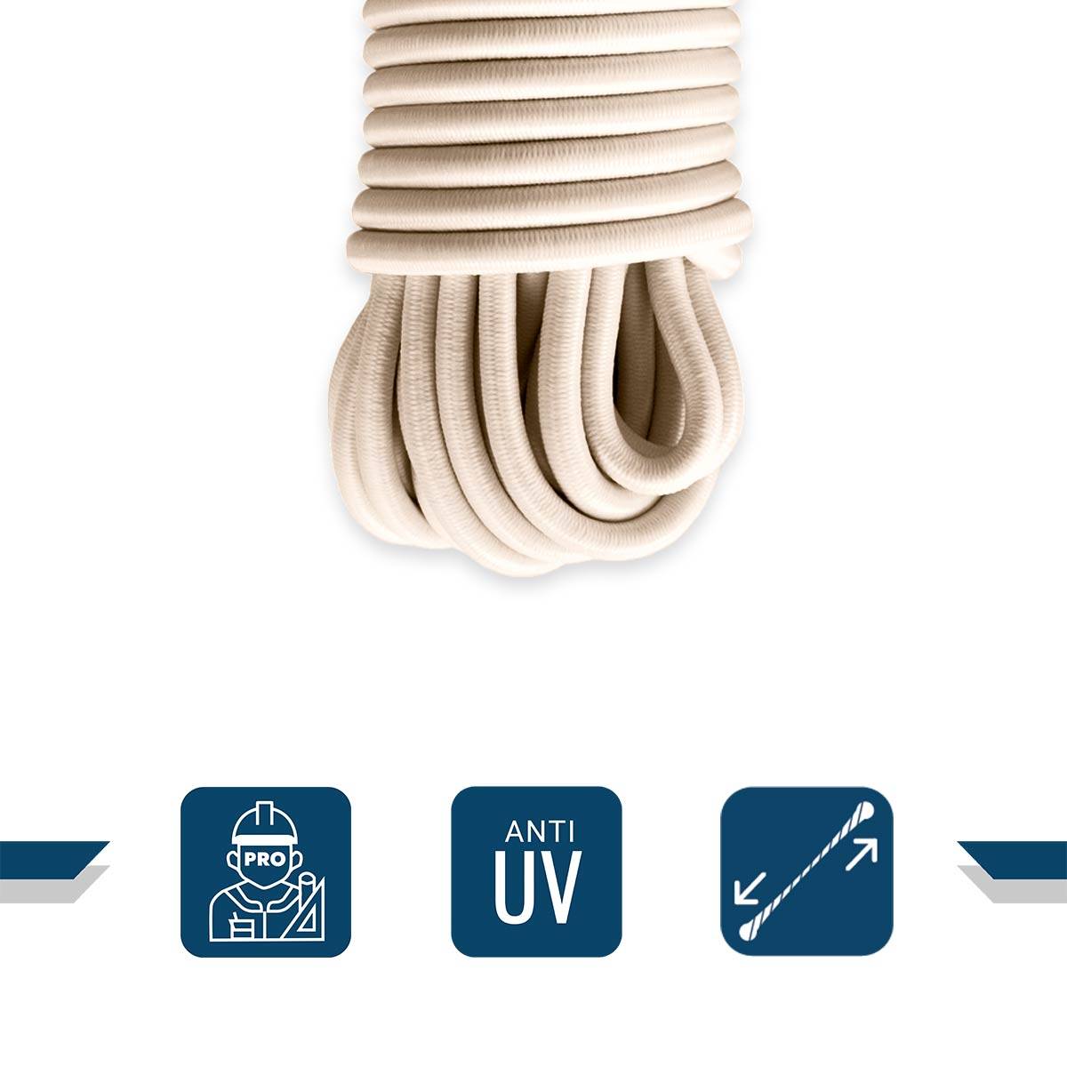 Sandow élastique Ivoire 15 mètres 9SW - Qualité PRO - Tendeur pour bâche de diamètre 9 mm TECPLAST - Imagen 3