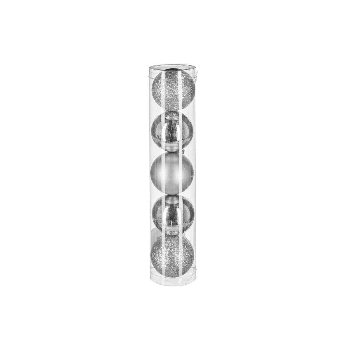 Lot de 5 Boules de Noël "Colorama" 5cm Argent
