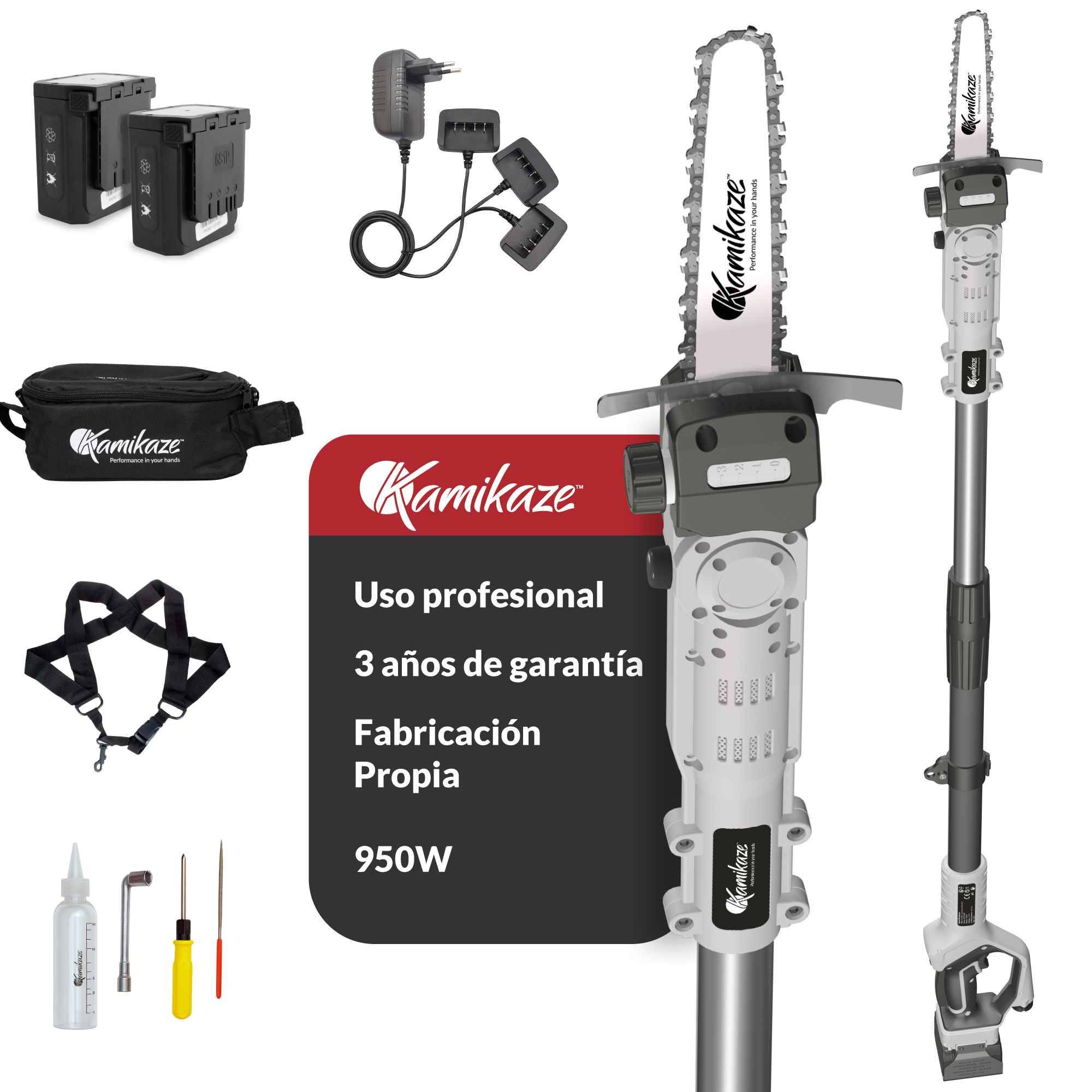 KAMIKAZE KVS7000P. Scie sans fil en hauteur. Découpe Ø 160 mm. Puissance maximale 1200 W. Comprend deux batteries au lithium.