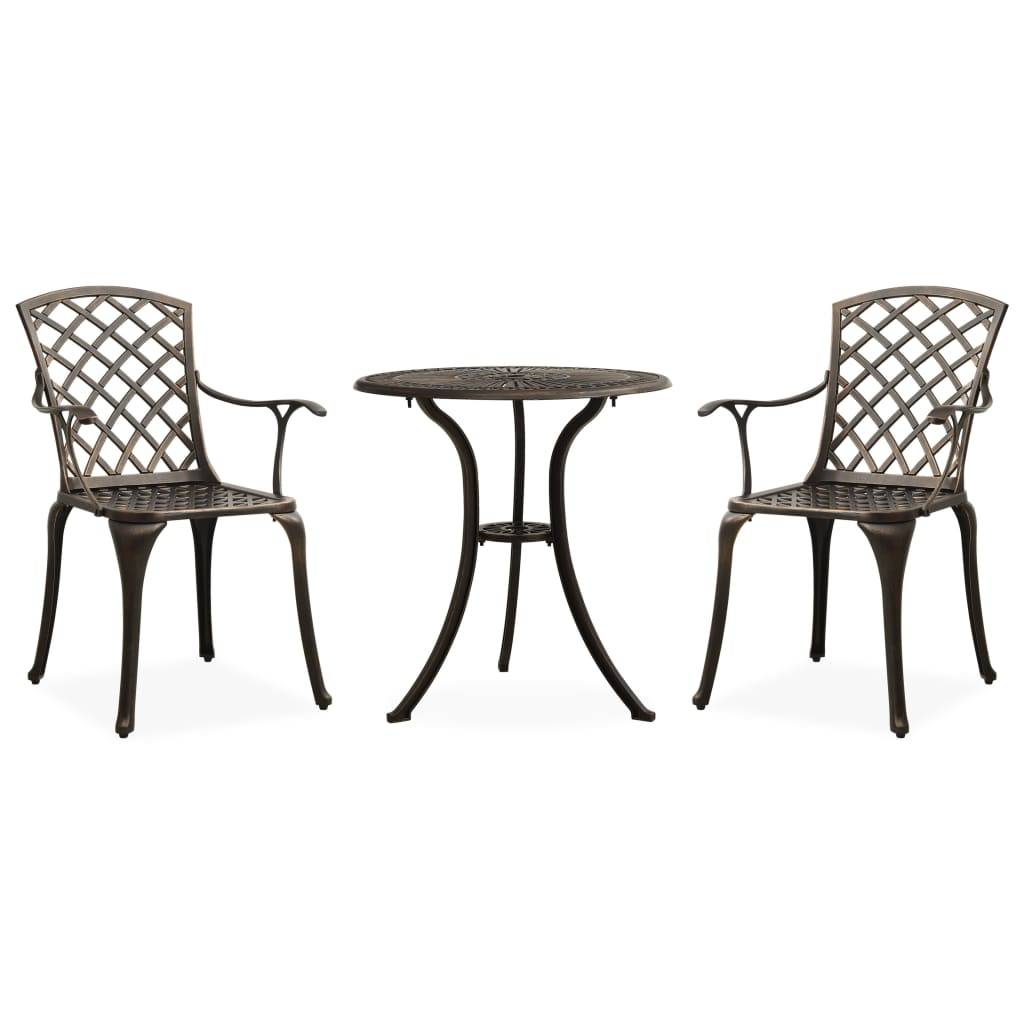 Helloshop26 - Ensemble de bistro jardin meuble extérieur terrasse 3 pièces aluminium coulé bronze - Imagen 1