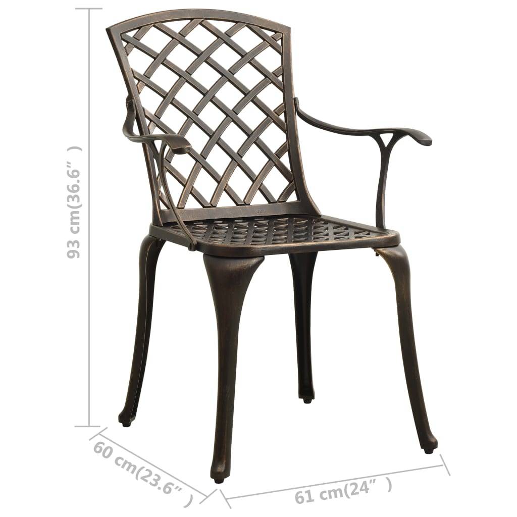 Helloshop26 - Ensemble de bistro jardin meuble extérieur terrasse 3 pièces aluminium coulé bronze - Imagen 7