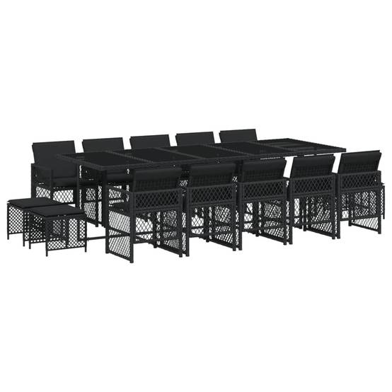 ComfortXL - Salon de Jardin Encastrable 14 Personnes Noir, Résine Tressée et Coussins Noirs Confortables – ComfortXL Outdoor Living - Image 2
