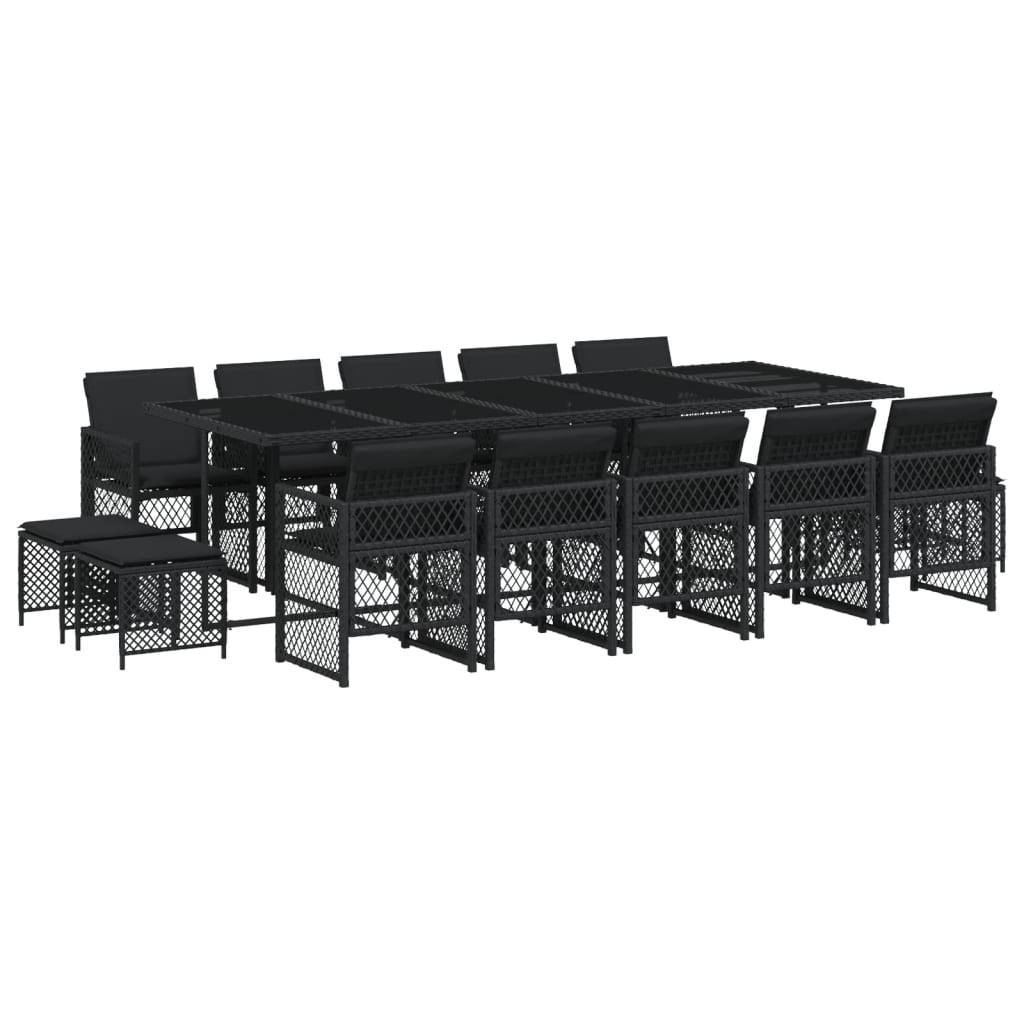 ComfortXL - Salon de Jardin Encastrable 14 Personnes Noir, Résine Tressée et Coussins Noirs Confortables – ComfortXL Outdoor Living - Image 2