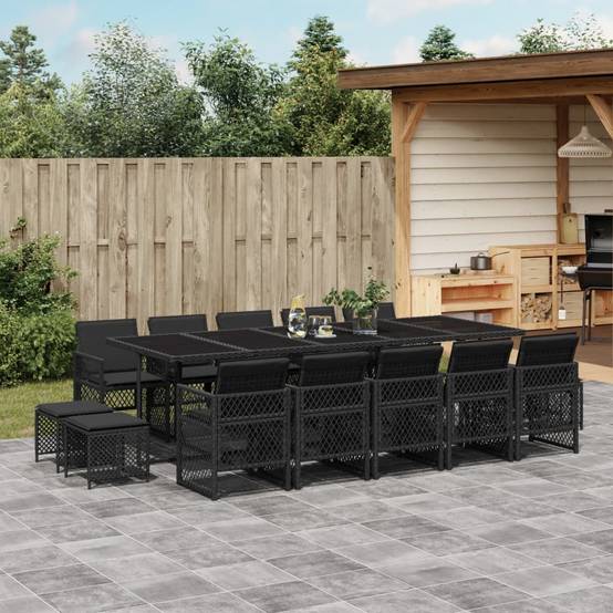 ComfortXL - Salon de Jardin Encastrable 14 Personnes Noir, Résine Tressée et Coussins Noirs Confortables – ComfortXL Outdoor Living - Image 1