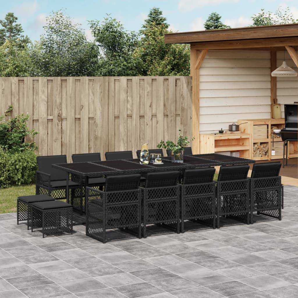 ComfortXL - Salon de Jardin Encastrable 14 Personnes Noir, Résine Tressée et Coussins Noirs Confortables – ComfortXL Outdoor Living - Image 1