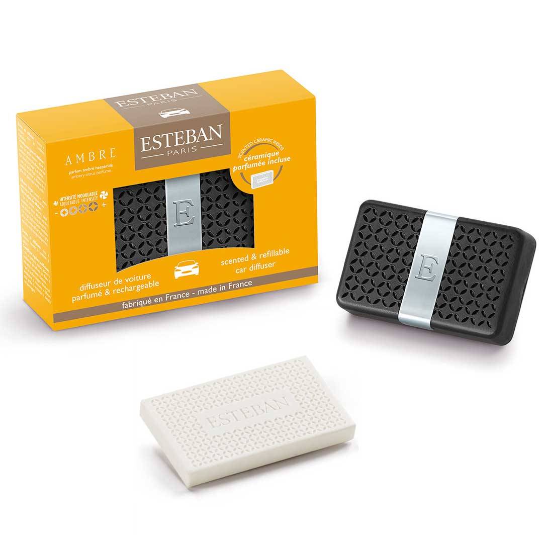 Esteban - Ambientador para coche Ámbar cerámica 7,5 cm x 4,8 cm - ESTEBAN PARIS