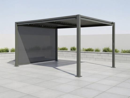 Pergola Bioclimatique Avec Store En Acier Galvanisé "howard" - 3 X 4 M - Gris -habitat Et Jardin - Image 2