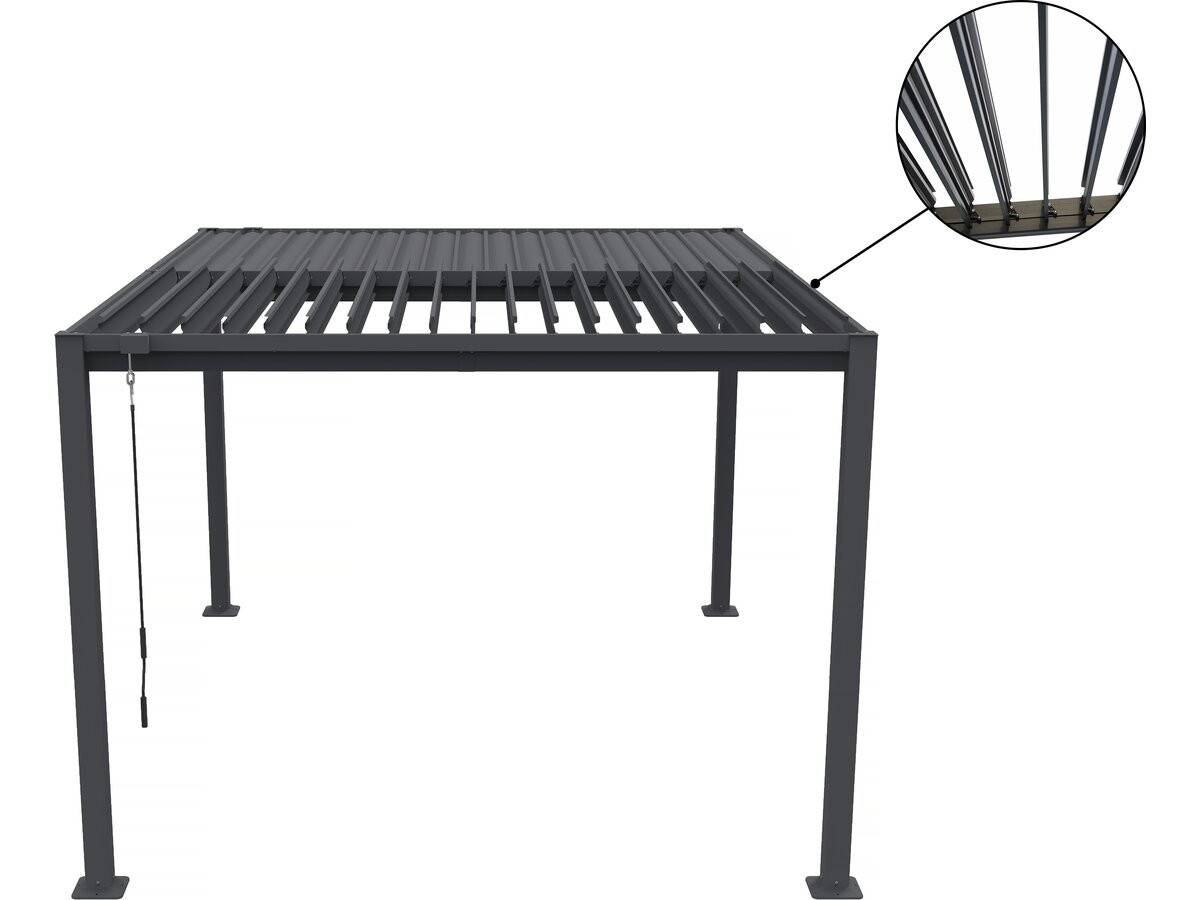 Pergola Bioclimatique Avec Store En Acier Galvanisé "howard" - 3 X 4 M - Gris -habitat Et Jardin - Image 3