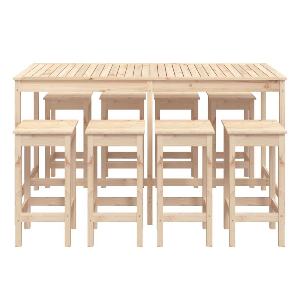 Helloshop26 - Ensemble de bar de jardin 9 pièces bois de pin massif - Imagen 2