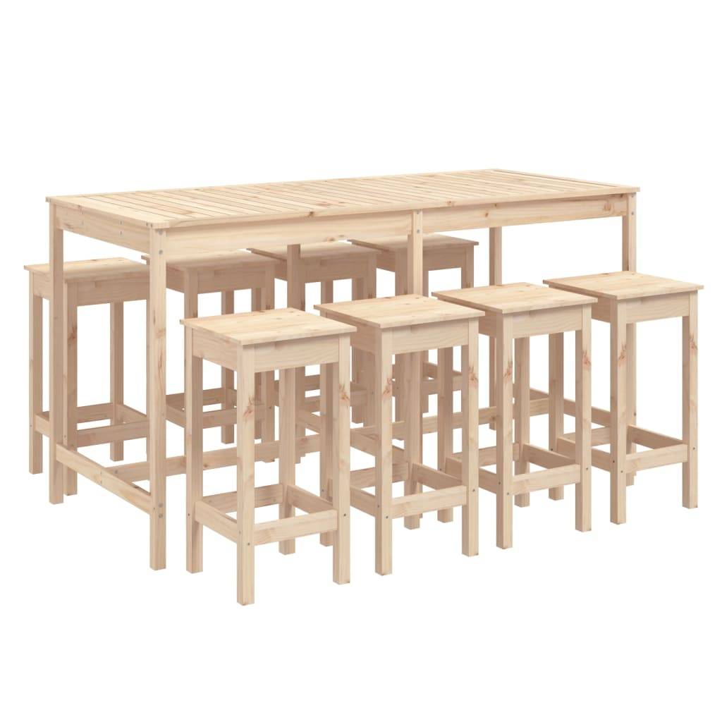 Helloshop26 - Ensemble de bar de jardin 9 pièces bois de pin massif - Imagen 1
