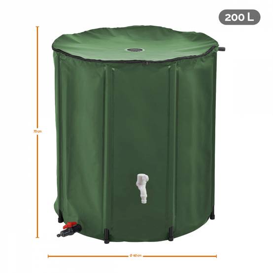 Réservoir souple, récupérateur d'eau de pluie pliable - 200 L - Vert - Linxor - Image 2