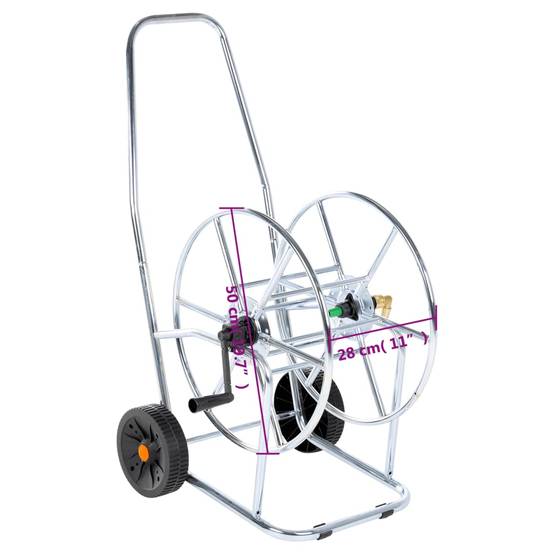 PANGIVO - Chariot enrouleur de tuyau acier galvanisé argenté et noir 50 x 28 x 50 cm - PANGIVO - Image 10